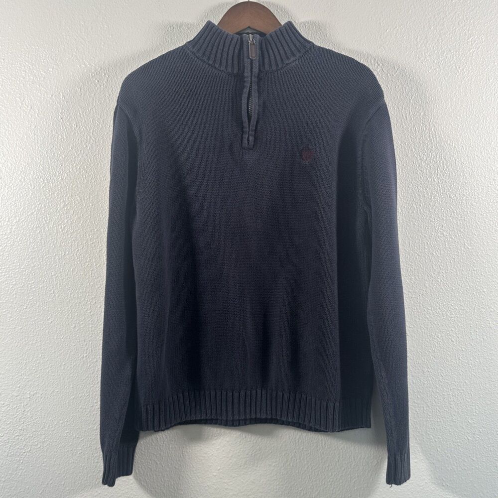 Chaps Navy Quarter Zip Cotton Sweater L Preppy Classic Pullover Menswear